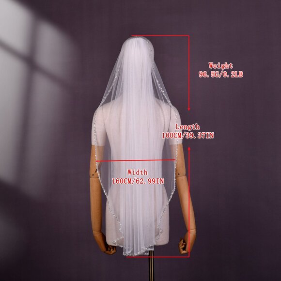 BRIDELLA BV235-IY1 Exquisite Beaded Bridal Veil for Women's Wedding Dresses - Picture 8 of 8